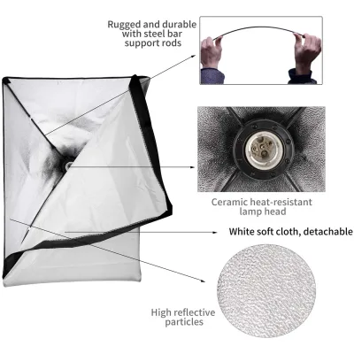 Boîte à lumière softbox 50 × 70 cm avec support – image 2