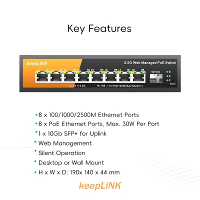 Commutateur Ethernet 9 ports 2,5 Gb PoE et SFP+ – image 2