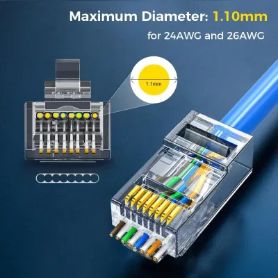 Connecteurs RJ45 Cat6 de passage, lot de 200 – image 2