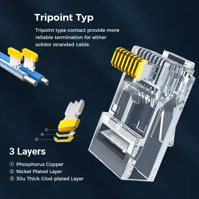 Connecteurs RJ45 Cat6 de passage, lot de 200 – image 3