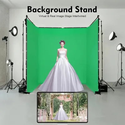 Fond vert pliable avec support et sac – image 3