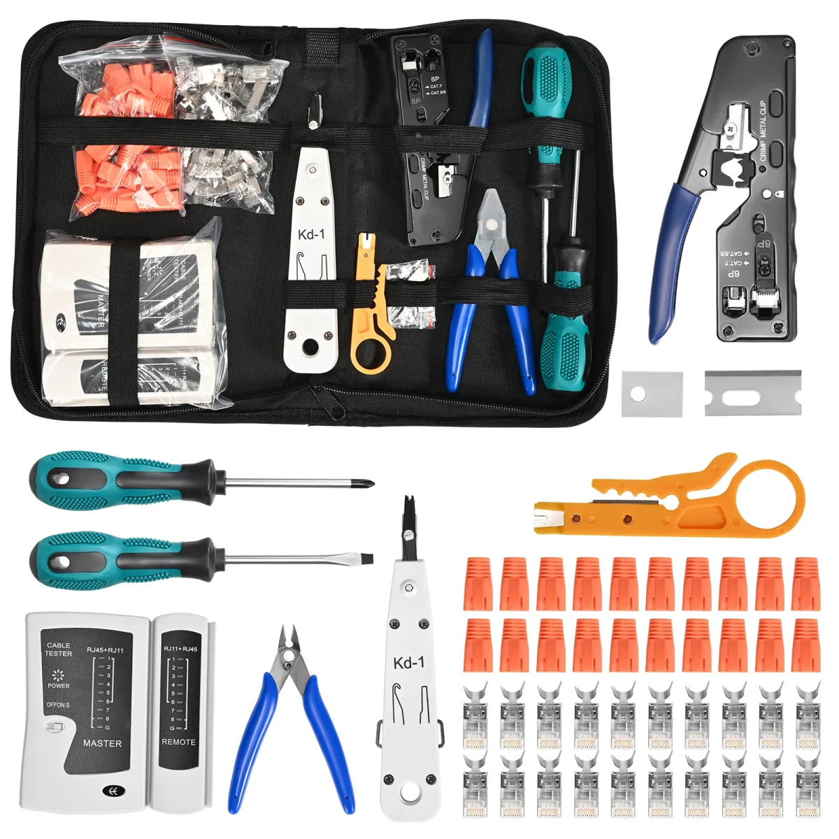 Kit d'outils réseau avec pince à sertir RJ45