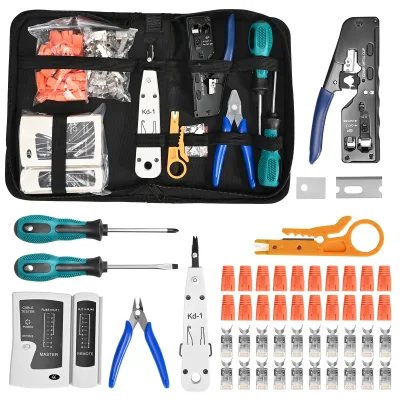 Kit d'outils réseau avec pince à sertir RJ45