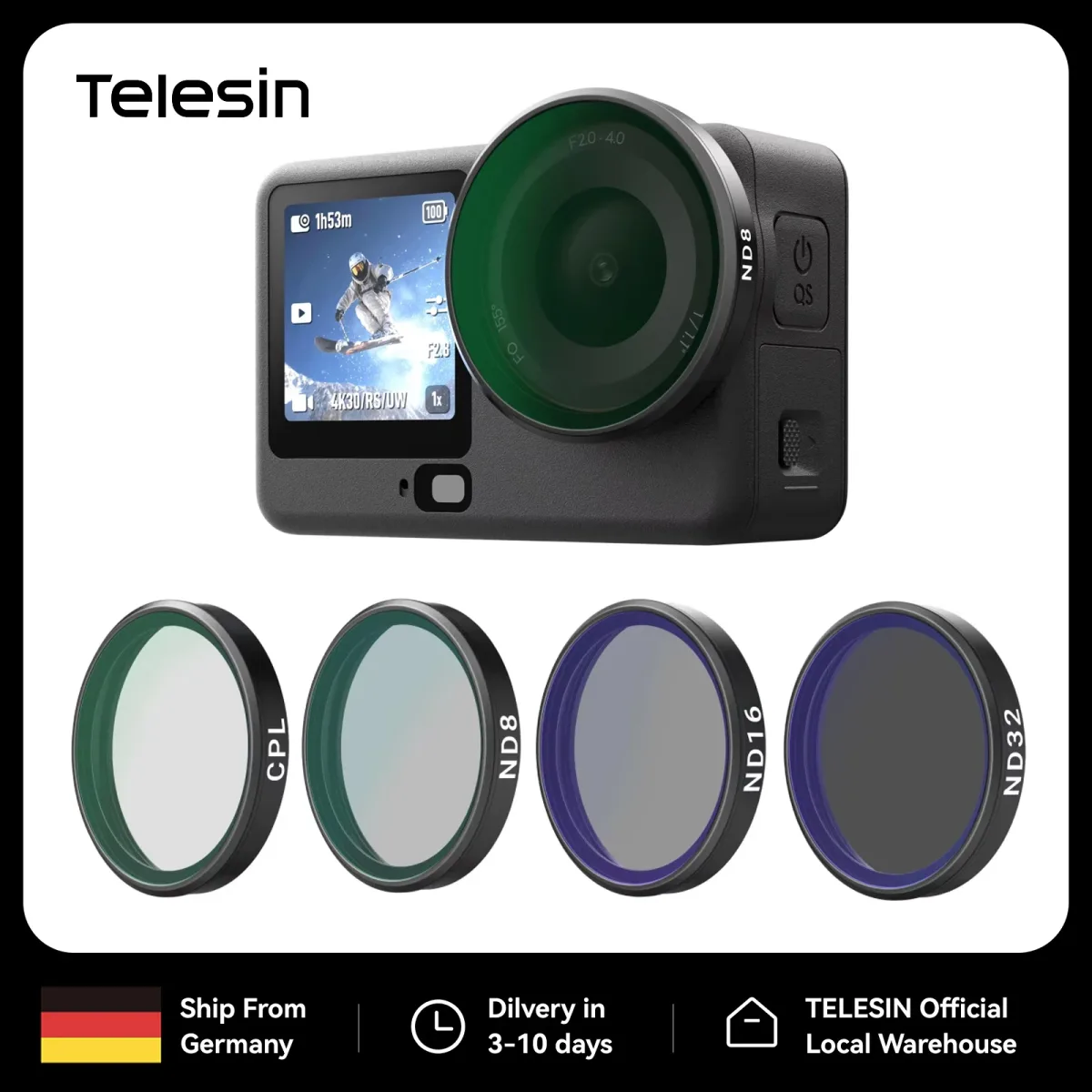 Kit de filtres ND, CPL et UV pour caméra d'action