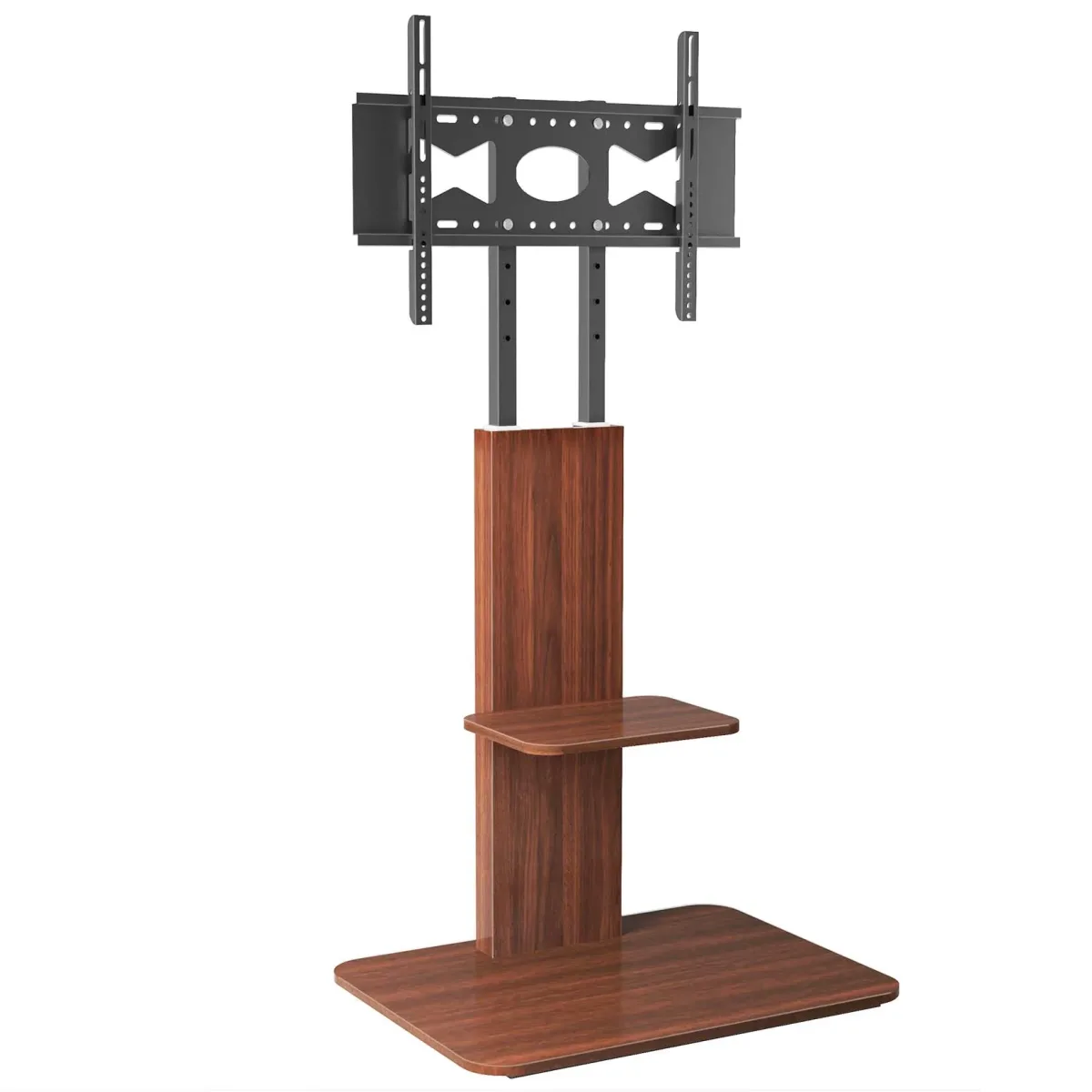 Support TV de sol réglable, métal et bois