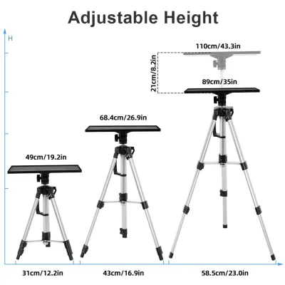Trépied de projecteur réglable noir et argent – image 2